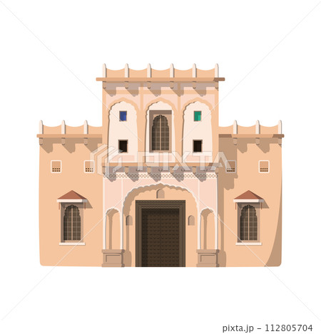 Vector illustration of a traditional India house in cartoon style isolated on white background. Traditional Houses of the World Series Vector illustration of a traditional India house in cartoon style isolated on white background. Traditional Houses of the World Series 112805704