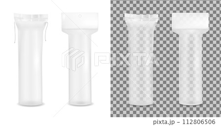 Realistic transparent cotton pads package with hanging hole 112806506