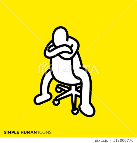 シンプルな人間のアイコンシリーズ, 後ろ向きに椅子に座る人 シンプルな人間のアイコンシリーズ, 後ろ向きに椅子に座る人 112806770