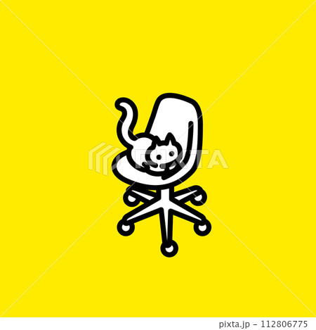 椅子の上に乗る猫のシンプルなイラスト 112806775