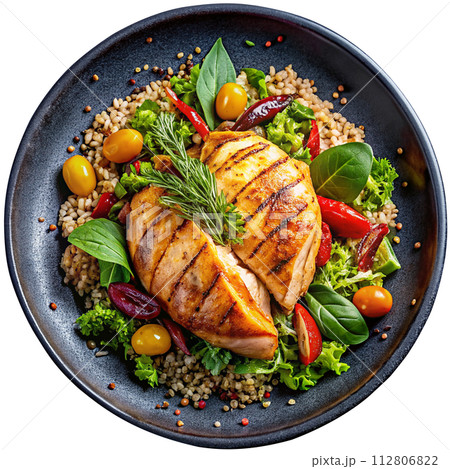 grilled salmon steak with vegetables grilled salmon steak with vegetables 112806822