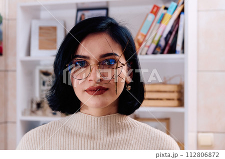 Young Woman Captured in a Beautiful Moment with Her Stick Insect (Medauroidea Extradentata) 112806872