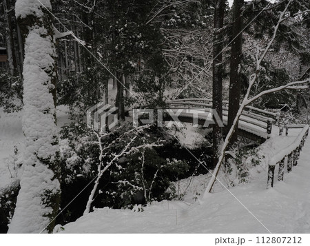 新発田市荒川剣龍峡の雪景色 112807212