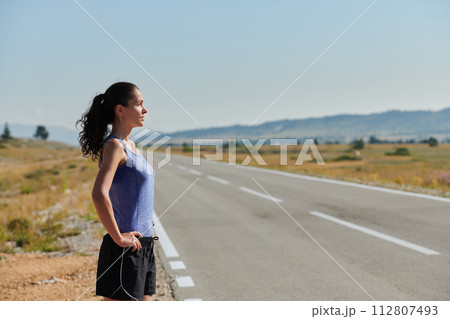 Close-Up Portrait of Determined Athlete Resting After Intense Workout 112807493