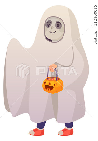 Ghost costume kid. Halloween traditional child outfit 112808085