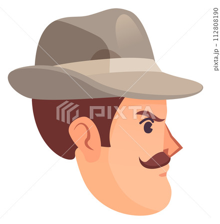 Detective head side view. Retro cartoon avatar 112808190