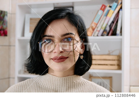 Young Woman Captured in a Beautiful Moment with Her Stick Insect (Medauroidea Extradentata) 112808446