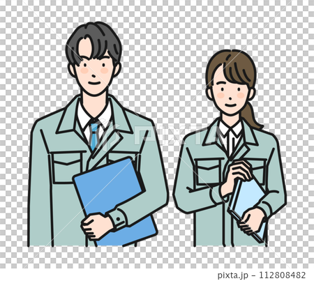 A man and a woman wearing work clothes and giving guidance (upper body) A man and a woman wearing work clothes and giving guidance (upper body) 112808482