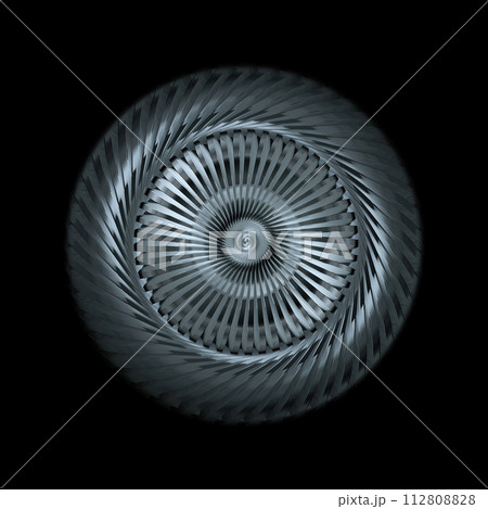 ndustrial Turbine Blade Close-up in Dark Monochrome 112808828