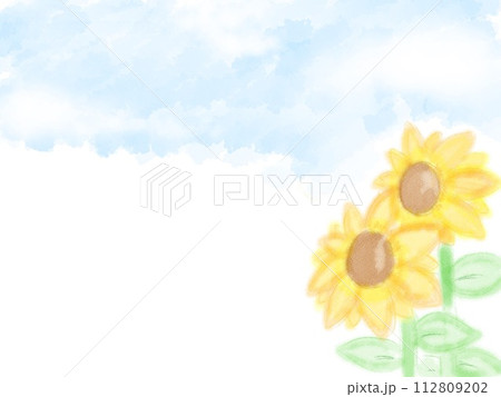 夏の空とひまわり 112809202