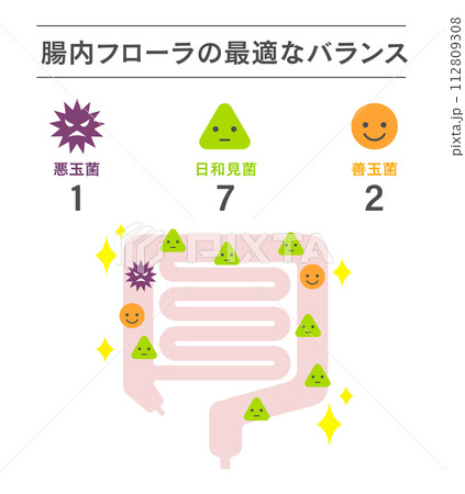 腸内フローラの最適なバランスのデザイン図 112809308
