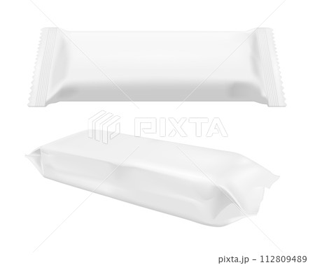 White blank foil food snack pack for chips, candy and other products. Wet wipes packaging 112809489