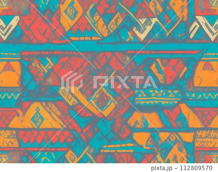 ethnic pattern in colors, seamlessのイラスト素材 [112809570] - PIXTA