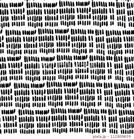 Seamless pattern with hand drawn ink shapes. Trendy black and white background. Great for fabric, textile, wrapping. Vector Illustration 112809659