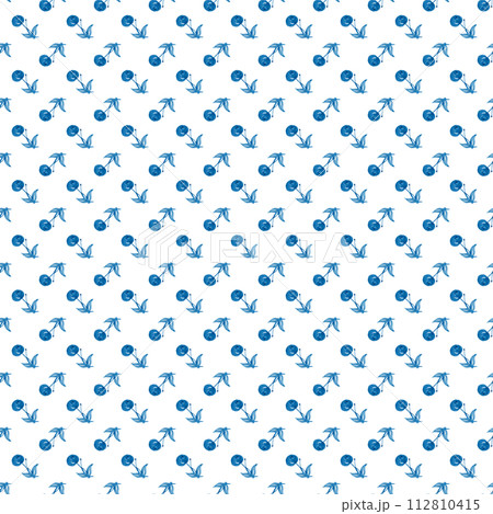 Blue cherry. Watercolor seamless berry pattern Blue cherry. Watercolor seamless berry pattern 112810415