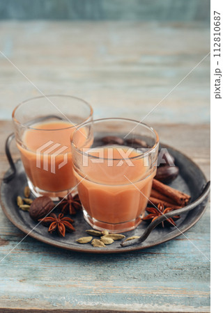 Traditional indian drink - masala tea Traditional indian drink - masala tea 112810687