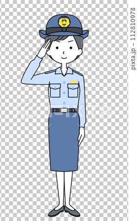 敬禮的女警插畫 敬禮的女警插畫 112810978