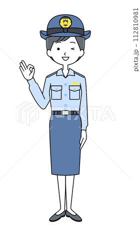 オッケーサイン 女性警察官のイラスト オッケーサイン 女性警察官のイラスト 112810981
