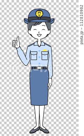 グッドサイン　女性警察官のイラスト 112810982