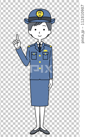 一名女警官指著的插圖 一名女警官指著的插圖 112810987