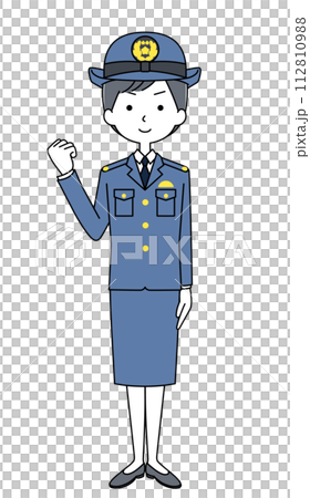 膽量擺出一名女警官的插圖 膽量擺出一名女警官的插圖 112810988
