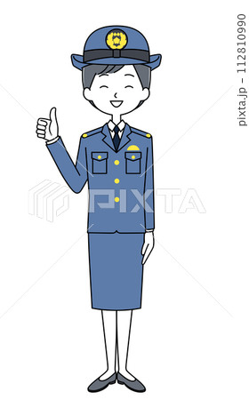 グッドサイン　女性警察官のイラスト 112810990