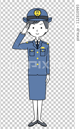 敬禮的女警插畫 敬禮的女警插畫 112810993