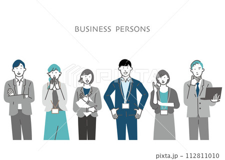 スマホやパソコンで仕事を探す男女ーベクターシンプルイラストセット 112811010