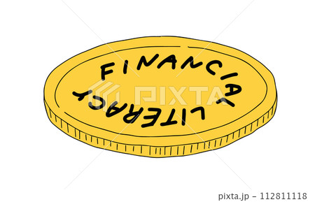 ファイナンシャルリテラシーとは?大きなコインのイメージイラスト ファイナンシャルリテラシーとは?大きなコインのイメージイラスト 112811118
