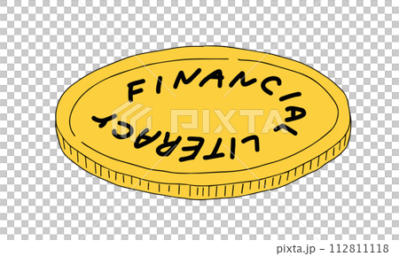 ファイナンシャルリテラシーとは?大きなコインのイメージイラスト ファイナンシャルリテラシーとは?大きなコインのイメージイラスト 112811118