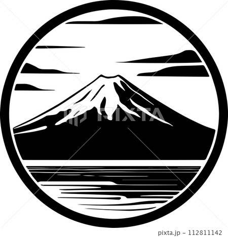 円形窓に入った富士山のアイコン_03_AI生成画像 112811142