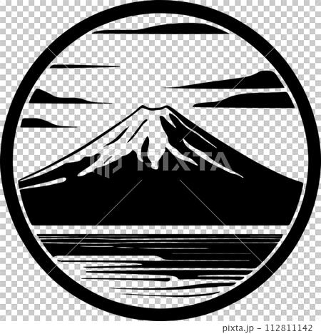 円形窓に入った富士山のアイコン_03_AI生成画像 112811142