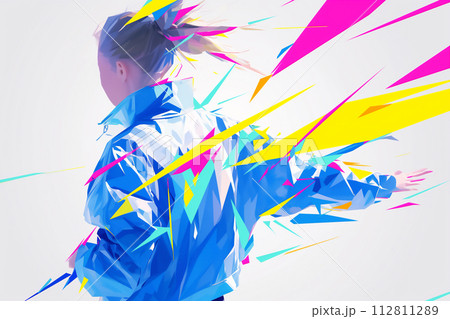 体を動かしているスポーツウェアの女性のイラスト 112811289