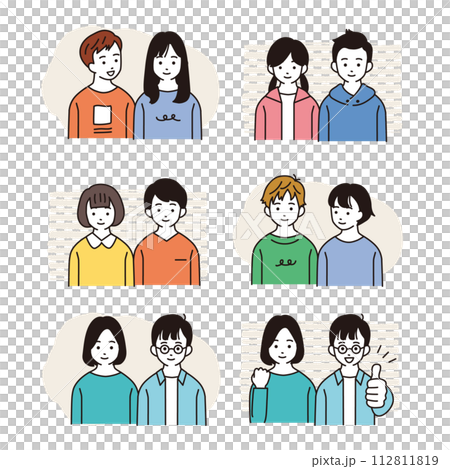 小学生のこども　上半身のイラストセット 112811819