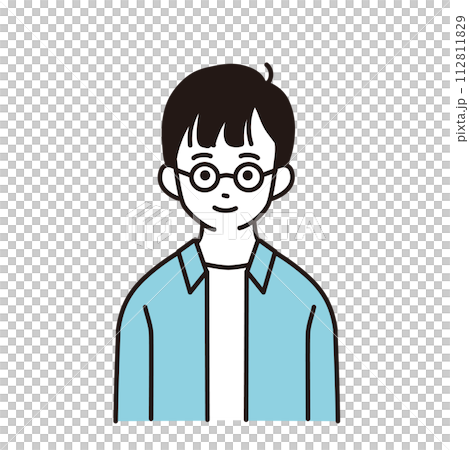 Simple illustration of an elementary school boy, upper body facing forward 112811829