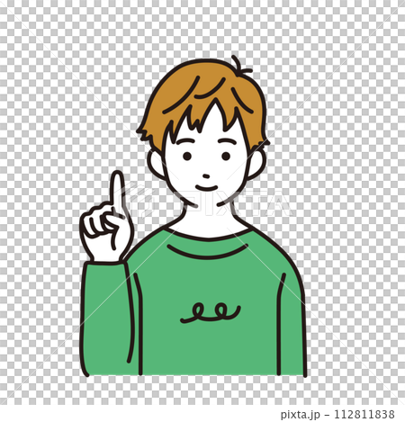 一個小學生舉起食指的簡單插圖 112811838