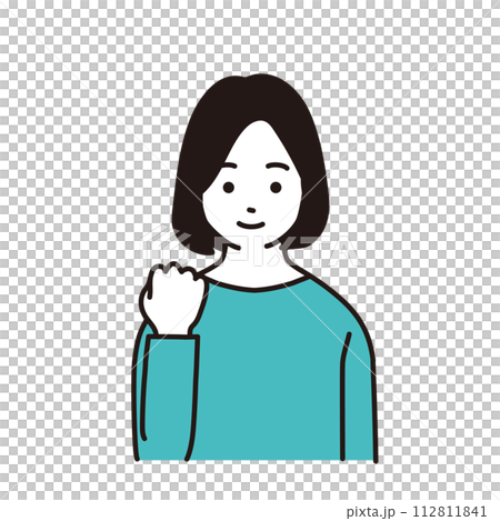 A simple illustration of an elementary school girl doing a fist pump 112811841