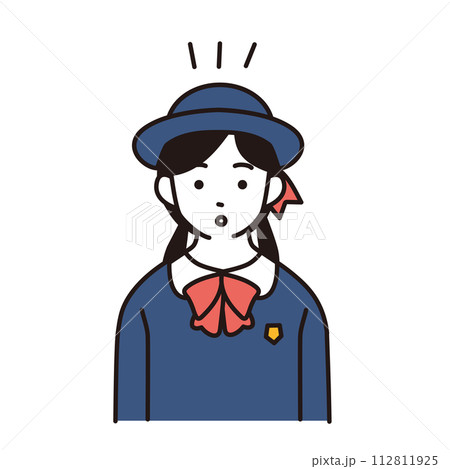 制服を着た小学生のシンプルなイラスト ひらめく表情 制服を着た小学生のシンプルなイラスト ひらめく表情 112811925