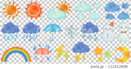 天氣插畫素材集 天氣插畫素材集 112812606