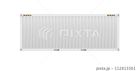 Shipping cargo containers with open, closed doors realistic set. Steel freight boxes for storage, transportation. Vector ship container. 112813301