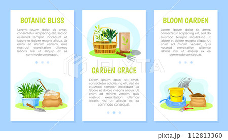 Garden Tools Banner Design with Handy Instrument Vector Template 112813360
