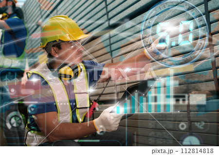 Team of engineers working at the factory 112814818
