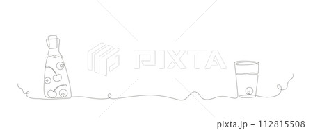 Linear berry beverage in vessel, glass vector banner. Simple poster for menu, line elements. 112815508