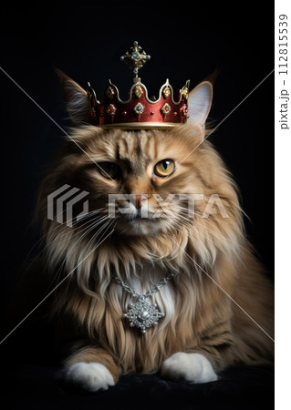 Luxury cat king with crown. Generative AI 112815539