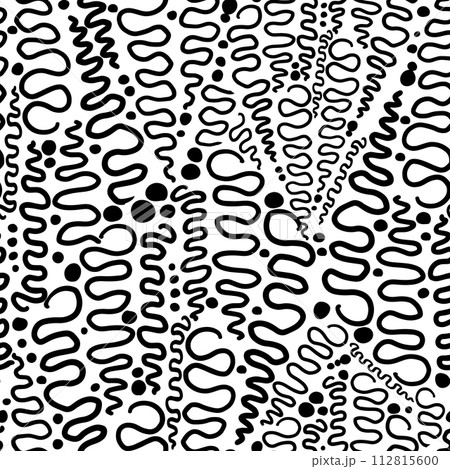 black swirls spirals seamless pattern. hand drawing. Not AI, Vector illustration black swirls spirals seamless pattern. hand drawing. Not AI, Vector illustration 112815600