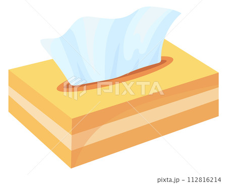 Tissue box cartoon icon. Paper napkin package Tissue box cartoon icon. Paper napkin package 112816214