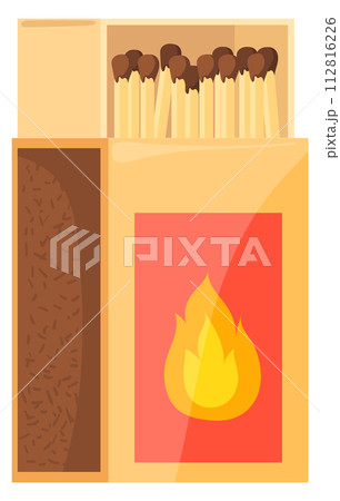Matchbox cartoon icon. Open paper box with match sticks Matchbox cartoon icon. Open paper box with match sticks 112816226