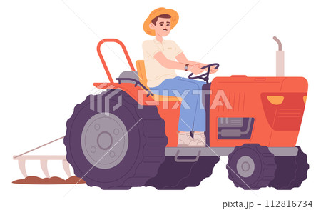 Farmer drive tractor. Rural agricultural machine worker Farmer drive tractor. Rural agricultural machine worker 112816734