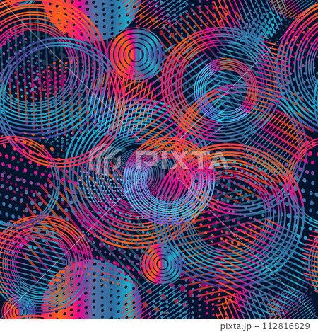 Seamless background of geometric gradient circles. hand drawing. Not AI, Vector illustration Seamless background of geometric gradient circles. hand drawing. Not AI, Vector illustration 112816829