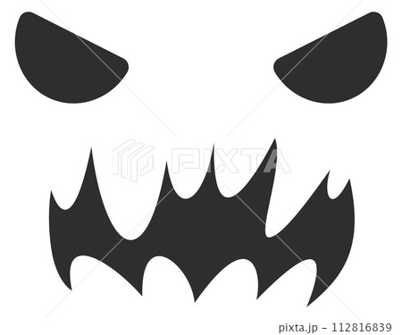 Horror smile black silhouette. Carving spooky face Horror smile black silhouette. Carving spooky face 112816839